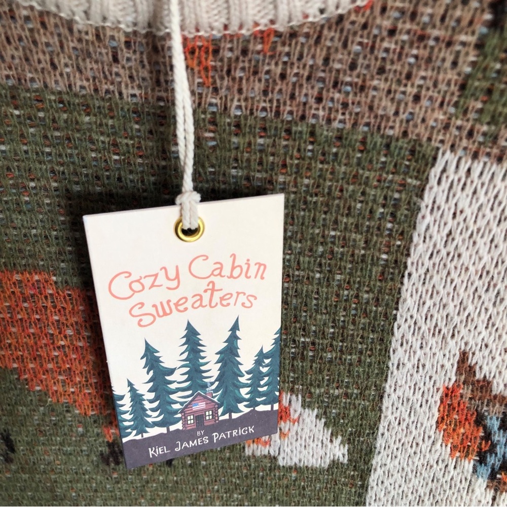 KIEL JAMES PATRICK NWT Cozy Cabin Into the Woods Sweater Unisex XS Fox Deer - Picture 6 of 12